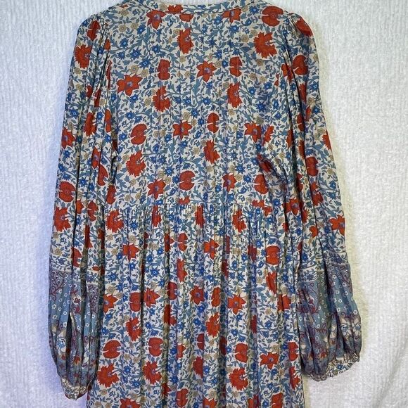 Spell Multicolor Long Sleeve V-Neck Village Button Down Midi Dress Size Small - Picture 8 of 10